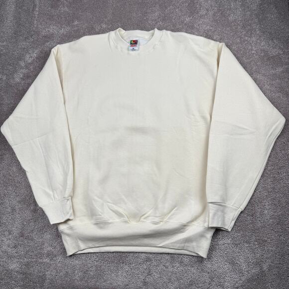 Vintage Blank Crewneck Sweatshirt Size XL Fruit Of The Loom Cream 90s Minimalist - Picture 1 of 5